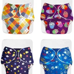 Basic 4 Diaper+4 Inserts Combo Pack cloth diaper with dry feel soakers-image-33