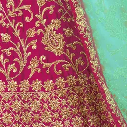 MANVAA Embroidered Thread Work Semi-Stitched Lehenga & Unstitched Blouse With Dupatta image 2