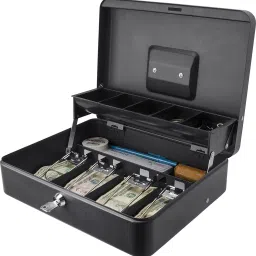 Security Safe Metal Locker Box; Money Tray and Coin Cash Box-image-8