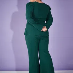SASSAFRAS Curve Green Plus Size Top With Bell Bottom Trouser image 2