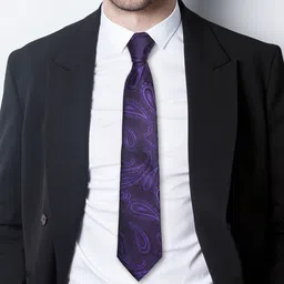 AXLON Men Printed Tie Set With Pocket Square, Cufflink & Flower Pin image 4