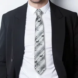 AXLON Set Of 4 Printed Necktie Pocket Square With Cufflink & Flower Pin Accessory Gift Set image 4