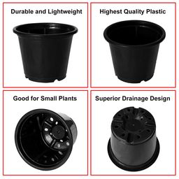 Kuber Industries Pack of 5 Black Solid Plastic Planters With Drainage Hole image 5