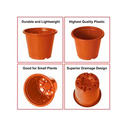 Kuber Industries Set Of 5 Orange Solid Large Flower Planters With Drainage Hole image 5