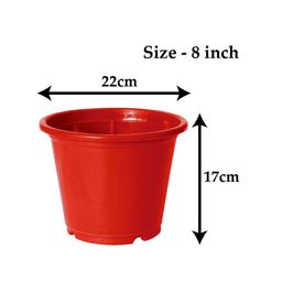 Kuber Industries Pack Of 5 Red Solid Layered Plastic Flower Pot With Drainage Hole image 5