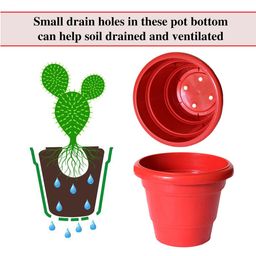 Kuber Industries Red 3 Pcs 2 Layered Planters image 5