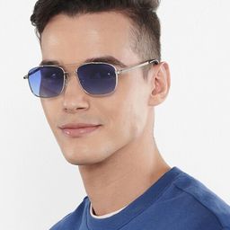 Vincent Chase Unisex Blue Lens & Silver-Toned Square Sunglasses with Polarised and UV Protected Lens image 5