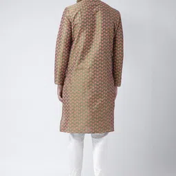 DEYANN Men Floral Printed Dupion Silk Kurta with Churidar image 2