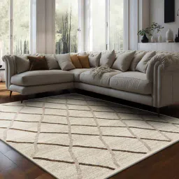 sapana carpet-mats Beige Trellis Polypropylene 6 ft x 9 ft Machine Made Carpet-picture-33