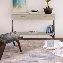 obeetee Beige Blended Wool Abstract 4 ft x 6 ft Hand Tufted Carpet-picture-12