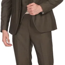 Men Men Brown Tailored Regular Fit Three Piece Suit Solid Suit-image-6