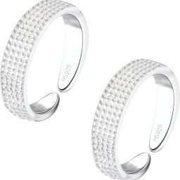 92.5 Silver - Dotted Embossed Band Toe Rings Sterling Silver Toe Ring-image-72