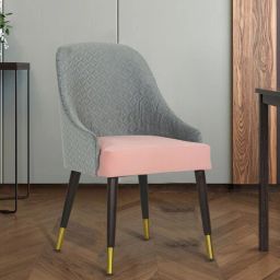 casacraft from pepperfry Luis Velvet Dining Chair In Grey Colour-picture-38