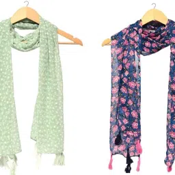 Printed Chiffon Women Multicolor Scarf, Stole, Fancy Scarf-image-85