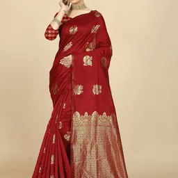 ROOP SUNDARI SAREES Woven Design Zari Pure Silk Banarasi Saree-image-46