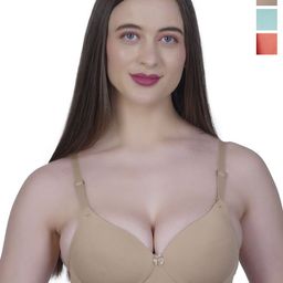 SHYAM SONS FLAIR Women Pack Of 3 Full Coverage Lightly Padded T-shirt Bra-picture-45