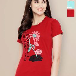 Metronaut Women Typography 3 Printed Applique T-shirt-image-87