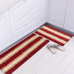 GBL COLLECTION Red & Cream Striped Floor Mat-30