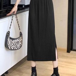 Outzidr High Waist Straight Midi Skirt-image-89