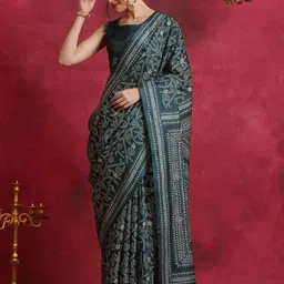 Mitera Ethnic Motifs Silk Blend Block Print Saree-16