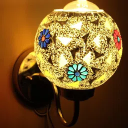 KINIS White & Yellow Printed Spherical Shaped Wall Lamp & Bulb image 3