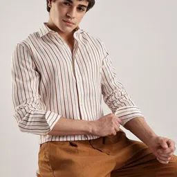 Calvin Klein Jeans Men Slim Fit Striped Spread Collar Shirt-53