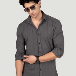 ALMATY Men Comfort Spread Collar Textured Elastane Casual Shirt-image-10