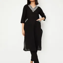 max Women Embroidered Regular Sequinned Kurta with Trousers-picture-56