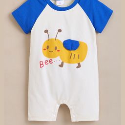 Hopscotch Boys White Round Neck Short Sleeve Cotton Rompers-picture-2