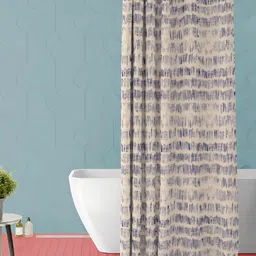 ArtzFolio Beige & Blue Printed Waterproof Shower Curtain-17