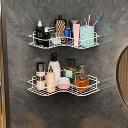 Myntra Elegant Homes White 2 Pieces Striped Self Adhesive Bathroom Caddy-image-65