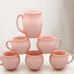 laghima jadon Pink6 Pcs Solid Ceramic Glossy Cups - 125 ml-40