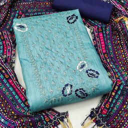 Blissta Floral Embroidered Unstitched Dress Material-picture-6
