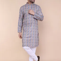 W & G Men Printed Regular Kurta with Churidar-image-32