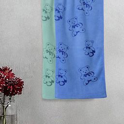 Myntra Elegant Homes Green & Blue 2 Printed Cotton 300 GSM Bath Towel-image-32