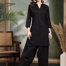 Clora Creation Yoke Design Thread Work Pure Pure Cotton Straight Kurta With Farshi Salwar-picture-56
