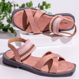 Inc 5 Women Textured Open Toe Ankle Loop Flats-9