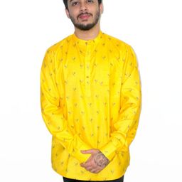 DENIMKING Men Yellow Kurtas-image-118