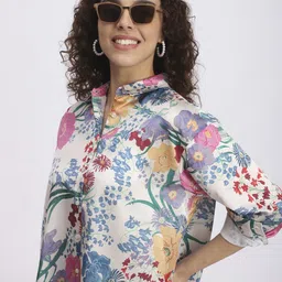 R&B Floral Print Flared Sleeve Top-image-32