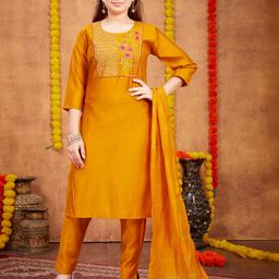 Muhuratam Girls Printed Kurta Set-image-54