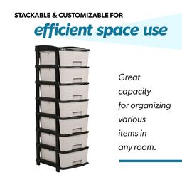 Kuber Industries Black & Grey 7-Layer Modular Drawer Storage Organizer image 3