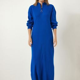 Happiness istanbul Mavi Women Cuffed Sleeve Jumper Maxi Dress-13