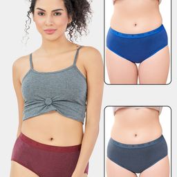 Trylo Pack Of 3 Assorted Seamless Hipster Briefs Riza Bk Power panty-Assorted Colours-4XL-17