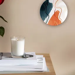 THE QUIRKY HOME White & Blue Bold Abstract Lines Printed Ceramic Decorative Wall Decor-image-1