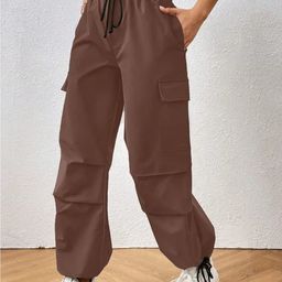 BROADSTAR Women Loose Fit Parachute Trousers-image-78