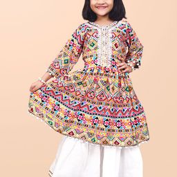 satyamfab Girls Ethnic Motifs Printed Regular Gotta Patti Kurta with Palazzos-image-16