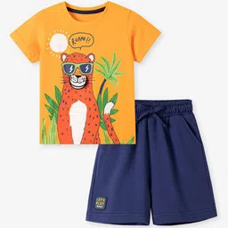 YK Boys Printed Round Neck Short Sleeves T-Shirt & Shorts-53