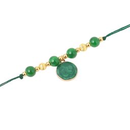Sangria Set of 3 Artificial Beads Thread Rakhi With Roli Chawal Chandan & Mishri image 3