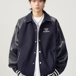 KPOP Men Typography Open Front Jacket-13