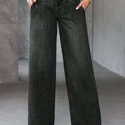 Glossia Women Loose Wide Leg High-Rise Light Fade Acid Wash Stretchable Jeans-picture-36